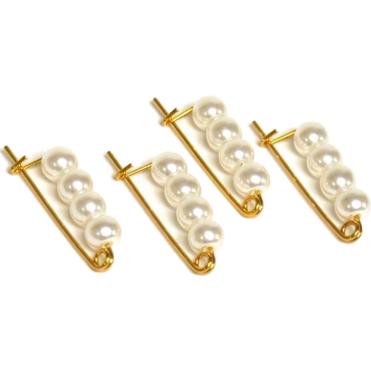 4 Pearl Enhancer Bead Shortening Clasps Gold Parts with Imitation Pearls